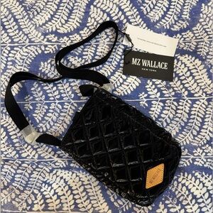 MZ Wallace Shiny Black Phone Holder Crossbody Bag - NWT